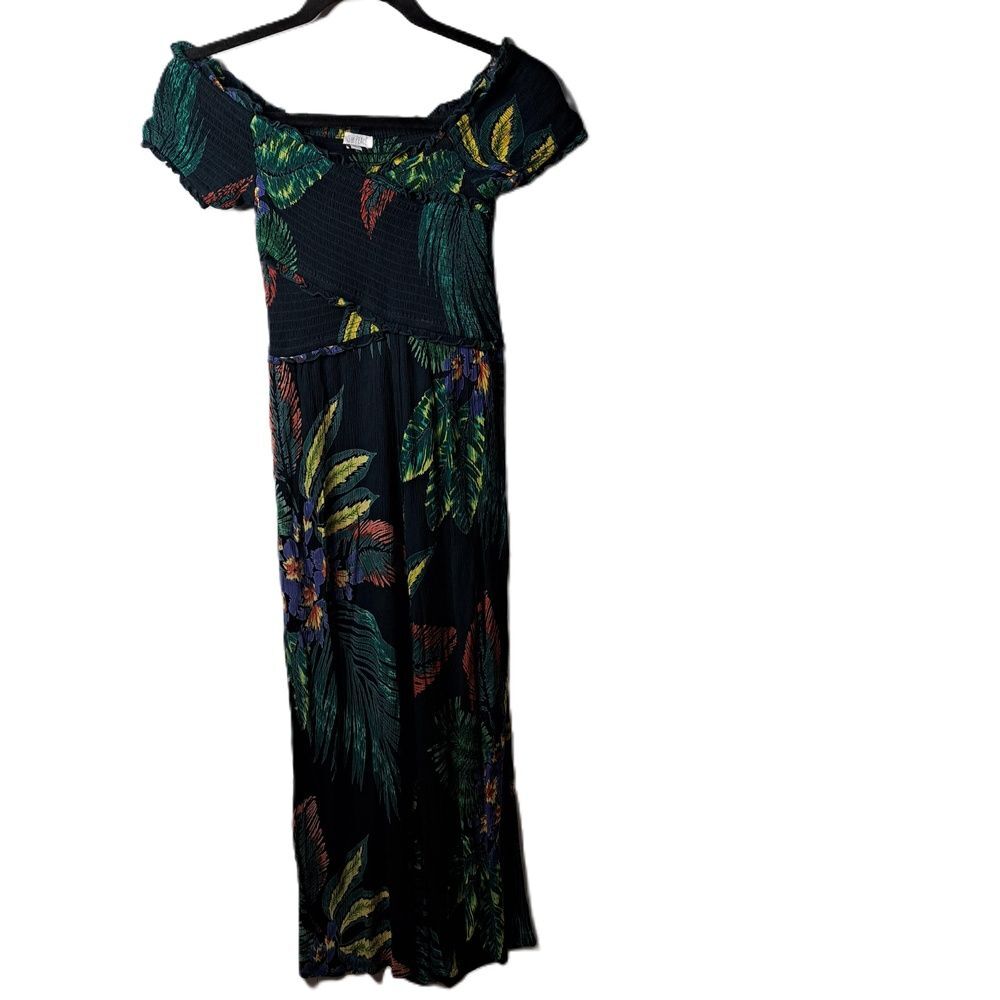 Patrons Of Peace Multicolor Women Tropical Floral Print Off Shoulder Jumpsuit XS